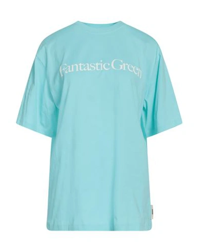 Msgm Woman T-shirt Sky Blue Size Xl Organic Cotton In Blue