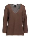 Who*s Who Woman Sweater Brown Size S Cotton, Acrylic