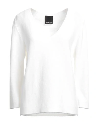 Who*s Who Woman Sweater White Size M Cotton, Acrylic