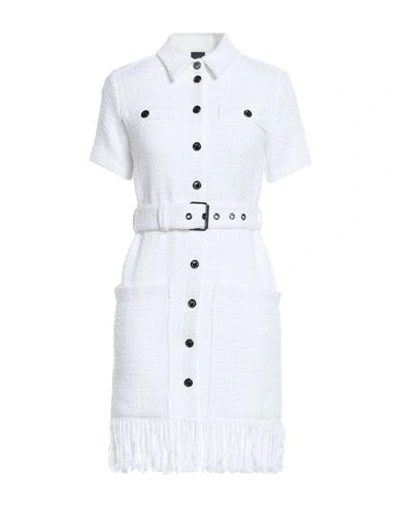 Pinko Woman Mini Dress Ivory Size 4 Cotton, Acrylic, Polyester, Wool In White