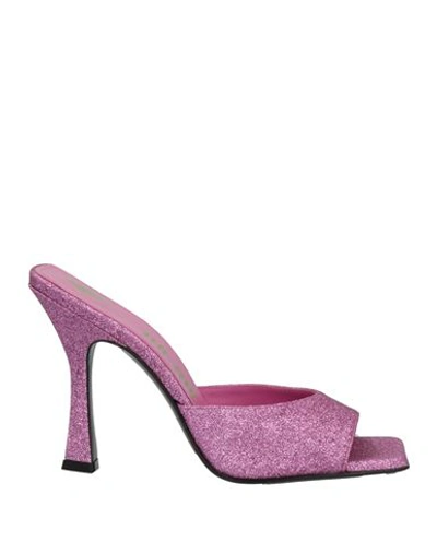 Attico The  Woman Sandals Pink Size 8.5 Textile Fibers