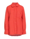 Msgm Woman Shirt Orange Size 6 Cotton, Polyacrylic