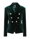 Balmain Woman Suit Jacket Green Size 8 Cotton