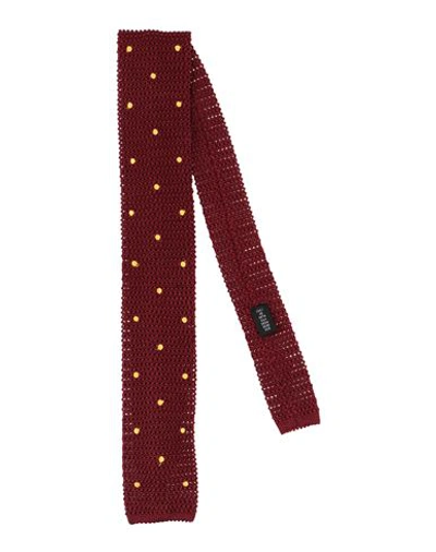 Fiorio Man Ties & Bow Ties Burgundy Size - Silk, Linen In Red