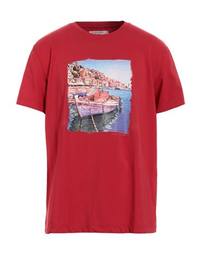 Cooperativa Pescatori Posillipo Man T-shirt Red Size Xxl Cotton, Elastane In Red