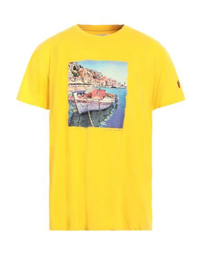 Cooperativa Pescatori Posillipo Man T-shirt Yellow Size Xxl Cotton, Elastane