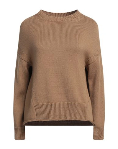 Alpha Studio Woman Sweater Camel Size 12 Merino Wool In Beige