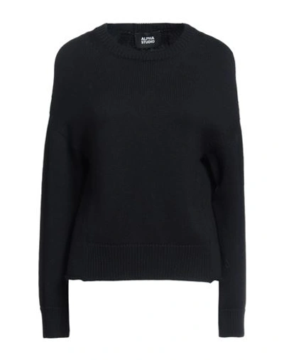 Alpha Studio Woman Sweater Midnight Blue Size 10 Merino Wool In Blue