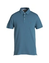 Tommy Hilfiger Man Polo Shirt Slate Blue Size L Cotton, Elastane