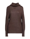 Alpha Studio Woman Turtleneck Chocolate Brown Size 10 Polyamide, Mohair Wool, Wool