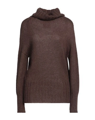 Alpha Studio Woman Turtleneck Chocolate Brown Size 10 Polyamide, Mohair Wool, Wool In Brown