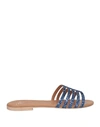 Pernille Paris Woman Sandals Navy Blue Size 11 Textile Fibers In Navy Blue