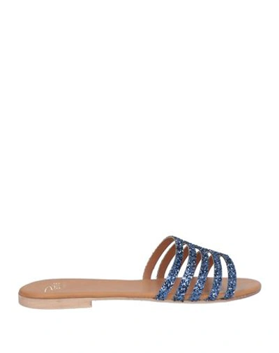 Pernille Paris Woman Sandals Navy Blue Size 11 Textile Fibers