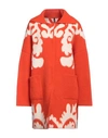 Pierantonio Gaspari Woman Overcoat & Trench Coat Orange Size 8 Virgin Wool, Polyamide