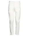 Stilosophy Man Pants Cream Size 28 Cotton, Elastane In White