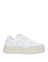MOACONCEPT MOACONCEPT WOMAN SNEAKERS WHITE SIZE 6.5 SOFT LEATHER, TEXTILE FIBERS