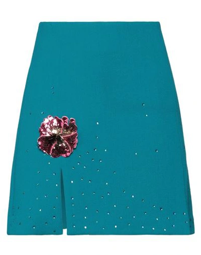 Art Dealer . Woman Mini Skirt Turquoise Size L Wool In Blue