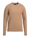 Alpha Studio Man Sweater Camel Size 42 Wool In Beige