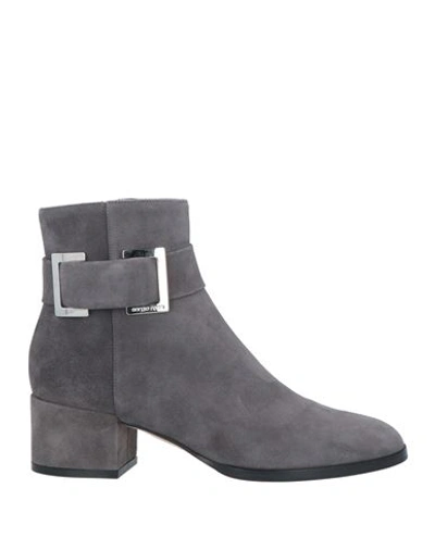 Sergio Rossi Woman Ankle Boots Grey Size 11 Soft Leather In Grey