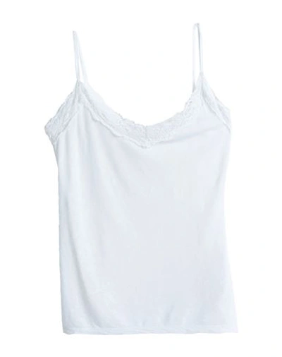 120% Lino Woman Tank Top White Size Xxs Linen, Elastane