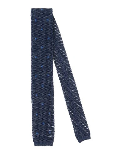 Fiorio Man Ties & Bow Ties Navy Blue Size - Silk, Linen