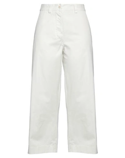 Aspesi Woman Pants White Size 6 Cotton, Elastane