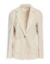 19.70 Nineteen Seventy Woman Blazer Beige Size 6 Cotton, Modal, Elastane In Beige
