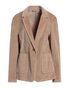 19.70 Nineteen Seventy Woman Blazer Camel Size 10 Cotton, Modal, Elastane In Beige