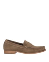 Pollini Man Loafers Khaki Size 12 Soft Leather In Beige
