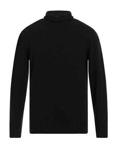 Rossopuro Man Turtleneck Black Size 7 Wool, Cashmere