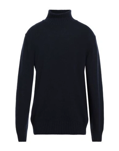 Rossopuro Man Turtleneck Midnight Blue Size 7 Wool, Cashmere