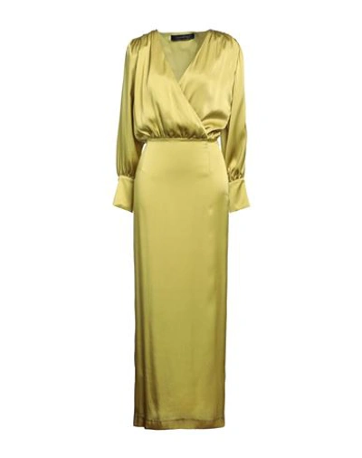 Federica Tosi Woman Maxi Dress Acid Green Size 6 Acetate, Silk