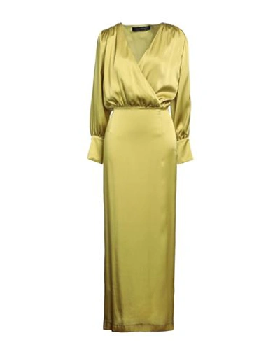 Federica Tosi Woman Maxi Dress Lime Green Size 6 Acetate, Silk