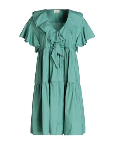Bohelle Woman Short Dress Sage Green Size 8 Cotton