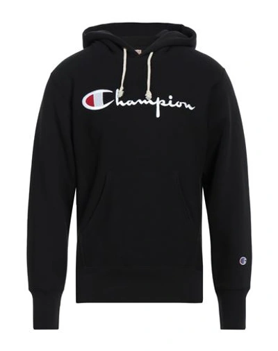 Champion Man Sweatshirt Black Size S Cotton, Polyester