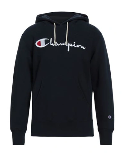 Champion Man Sweatshirt Midnight Blue Size M Cotton, Polyester In Blue