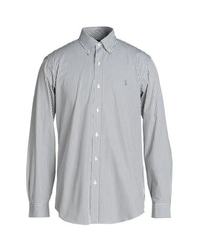Polo Ralph Lauren Custom Fit Striped Stretch Poplin Shirt Man Shirt Grey Size Xxl Cotton, Elastane In Grey