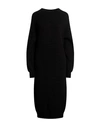 Vicolo Woman Midi Dress Black Size Onesize Polyamide, Acrylic, Wool, Mohair Wool, Elastane In Black