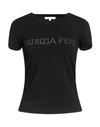 Patrizia Pepe Woman T-shirt Black Size 0 Viscose, Elastane, Glass