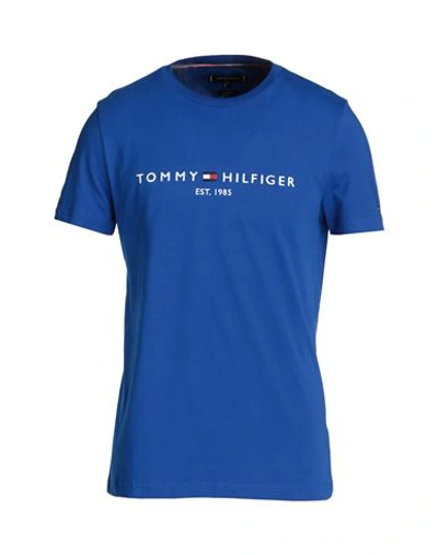 Tommy Hilfiger Tommy Logo T-shirt Man T-shirt Bright Blue Size Xl Organic Cotton In Wedge Blue