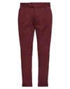 Paul Miranda Man Pants Burgundy Size 36 Cotton, Elastane In Red