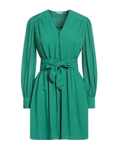 Caliban Woman Mini Dress Green Size 6 Viscose, Wool