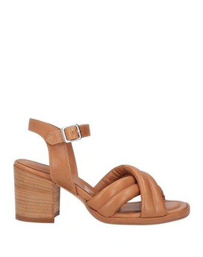 Lemaré Woman Sandals Tan Size 6 Soft Leather In Brown