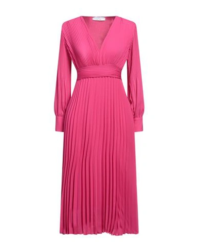 Kaos Woman Midi Dress Fuchsia Size 6 Polyester In Pink