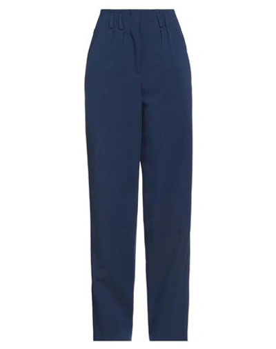 Merci Italia Woman Pants Navy Size 6 Polyester, Viscose, Elastane In Navy Blue