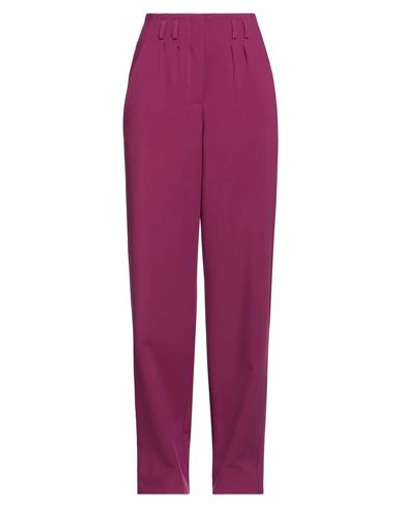 Merci .., Woman Pants Magenta Size 10 Polyester, Viscose, Elastane