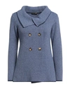 Spadalonga Woman Blazer Slate Blue Size 2 Virgin Wool, Viscose, Polyamide, Cashmere