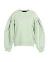 Karl Lagerfeld Puffy Sleeve Kl Sweatshirt Woman Sweatshirt Light Green Size Xs Cotton, Polyester