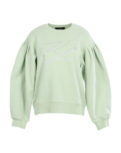 Karl Lagerfeld Puffy Sleeve Kl Sweatshirt Woman Sweatshirt Light Green Size Xs Cotton, Polyester In Green