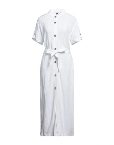 T-jacket By Tonello Woman Midi Dress White Size M Viscose, Linen